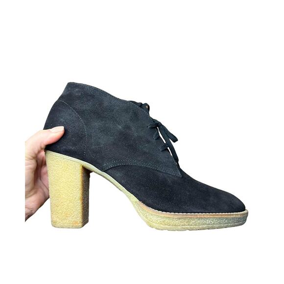 J.Crew Black MacAlister Suede Block High Heel Ankle Boots Lace Up Size 11 - Picture 4 of 8